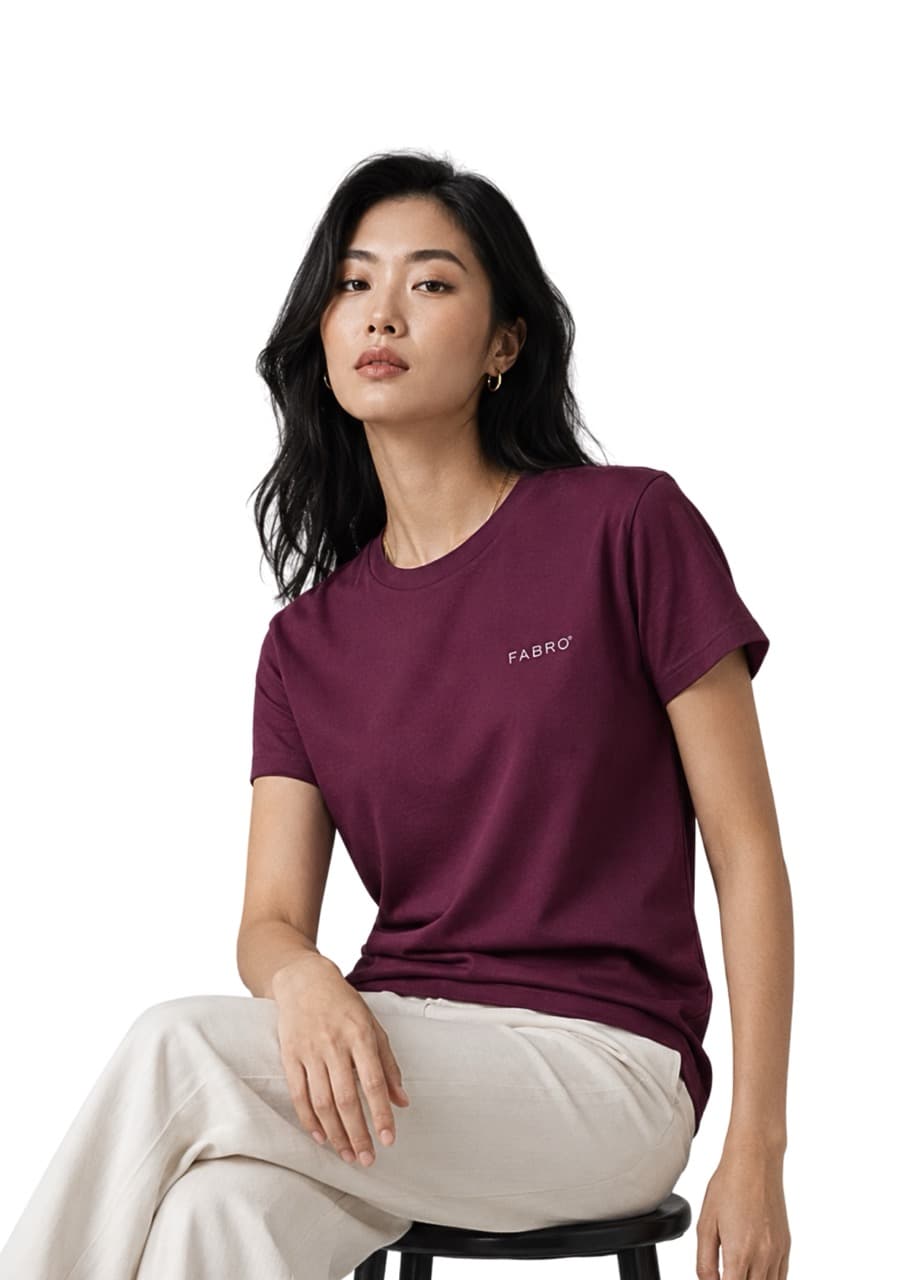 Look 07 — Signature Tee, Burgundy